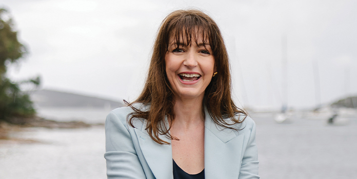 Marianne Edwards (née Broadfoot) at the Manly boatshed in Balgowlah, where she is teaching strings to primary school students at the local school.