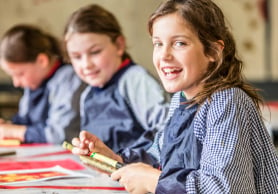 Melbourne Grammar School girl in art class